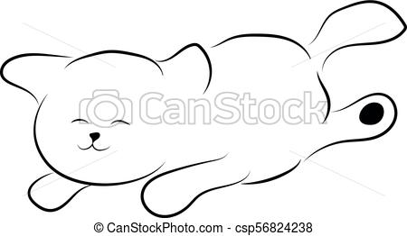 450x262 vector black outline drawing cute lying cat silhouette satisfied - Cat Outline Drawing