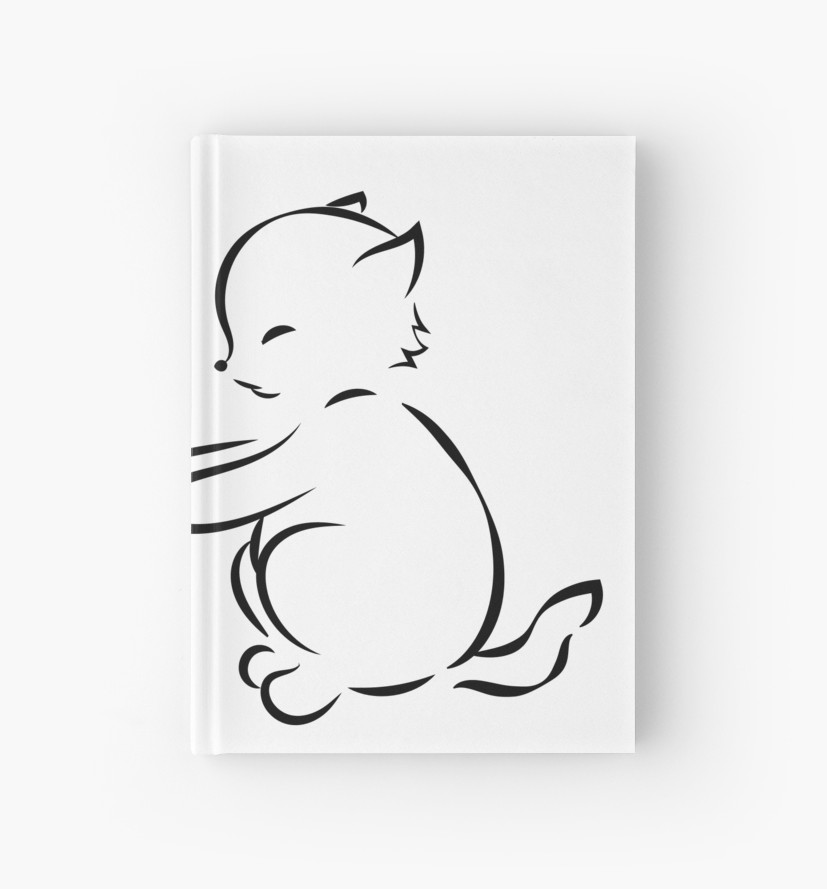 827x889 Outline Drawing Cat And Kitten On White Background Hardcover - Cat Outline Drawing