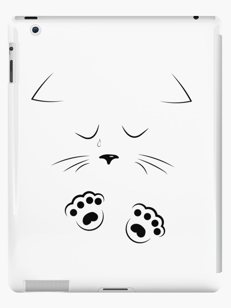 750x1000 outline drawing sad cat face with paws ipad cases skins - Cat Outline Drawing