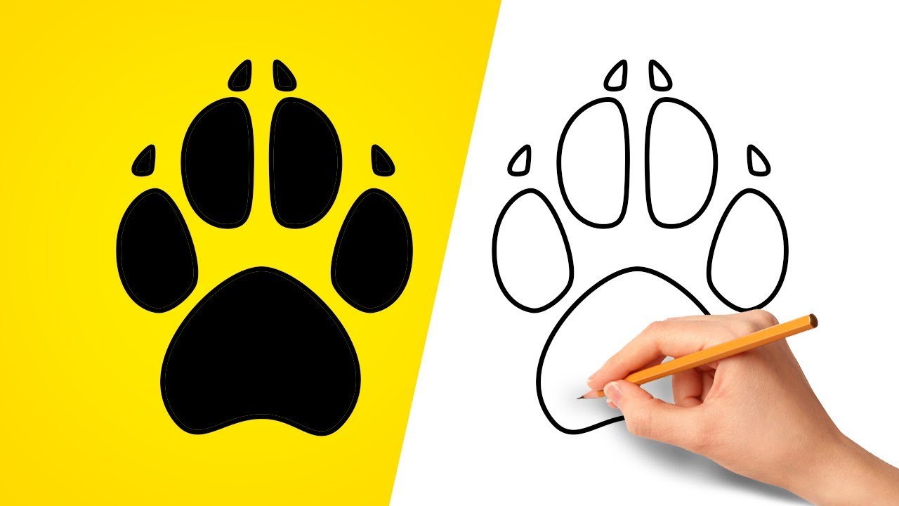 1280x720 How To Draw A Dog Paw Print - Cat Paw Print Drawing