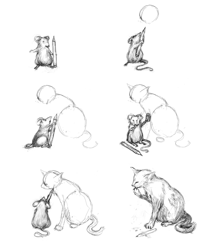 700x829 my loves drawing cat in disguise, the drawing process threadless - Cat Profile Drawing