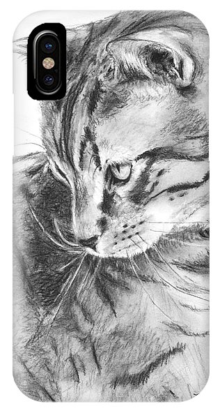 316x592 Tabby Cat In Profile Drawing Iphone X Case For Sale - Cat Profile Drawing