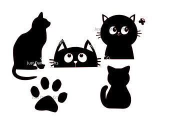340x270 Cats Outline Drawing Etsy - Cat Silhouette Drawing