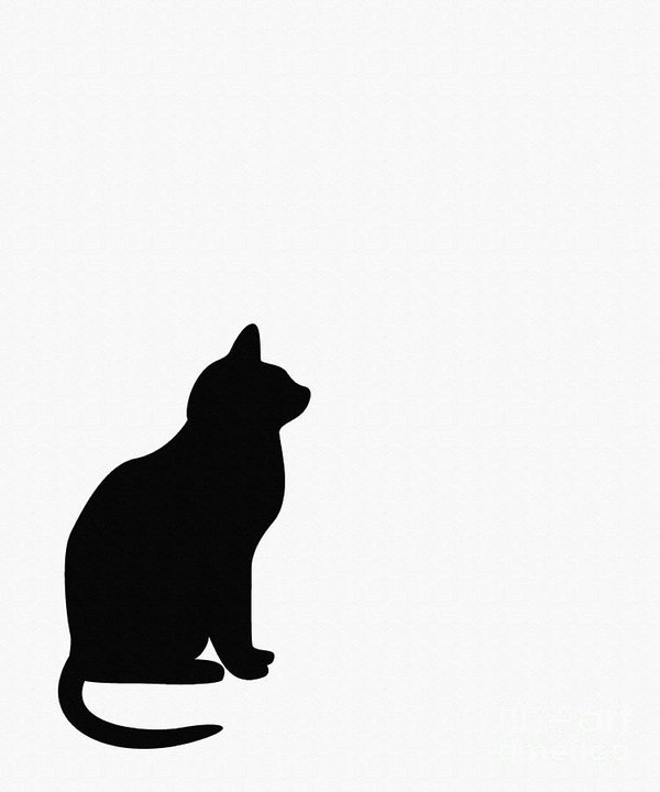 600x720 Black Cat Silhouette On A White Background Art Print - Cat Silhouette Drawing
