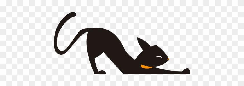 840x297 Black Cat Silhouette Stretching - Cat Silhouette Drawing