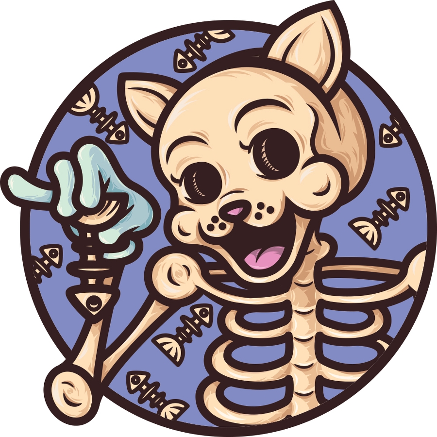 900x900 Skeleton Cat, Artwork - Cat Skeleton Drawing