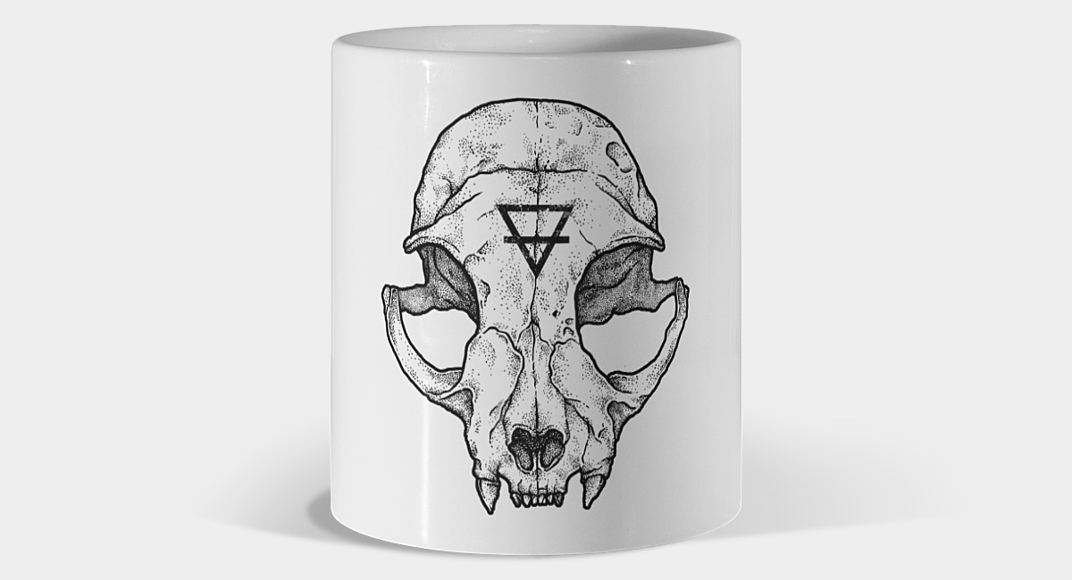 1200x650 Cat Skull Ii Mug - Cat Skull Drawing