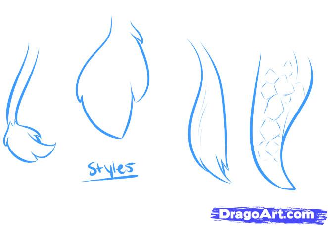 How To Draw A Tail, Step - Cat Tail Drawing. 