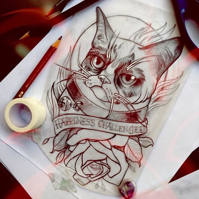 640x640 Fantastic Grumpy Cat Tattoo Designs - Cat Tattoo Drawing