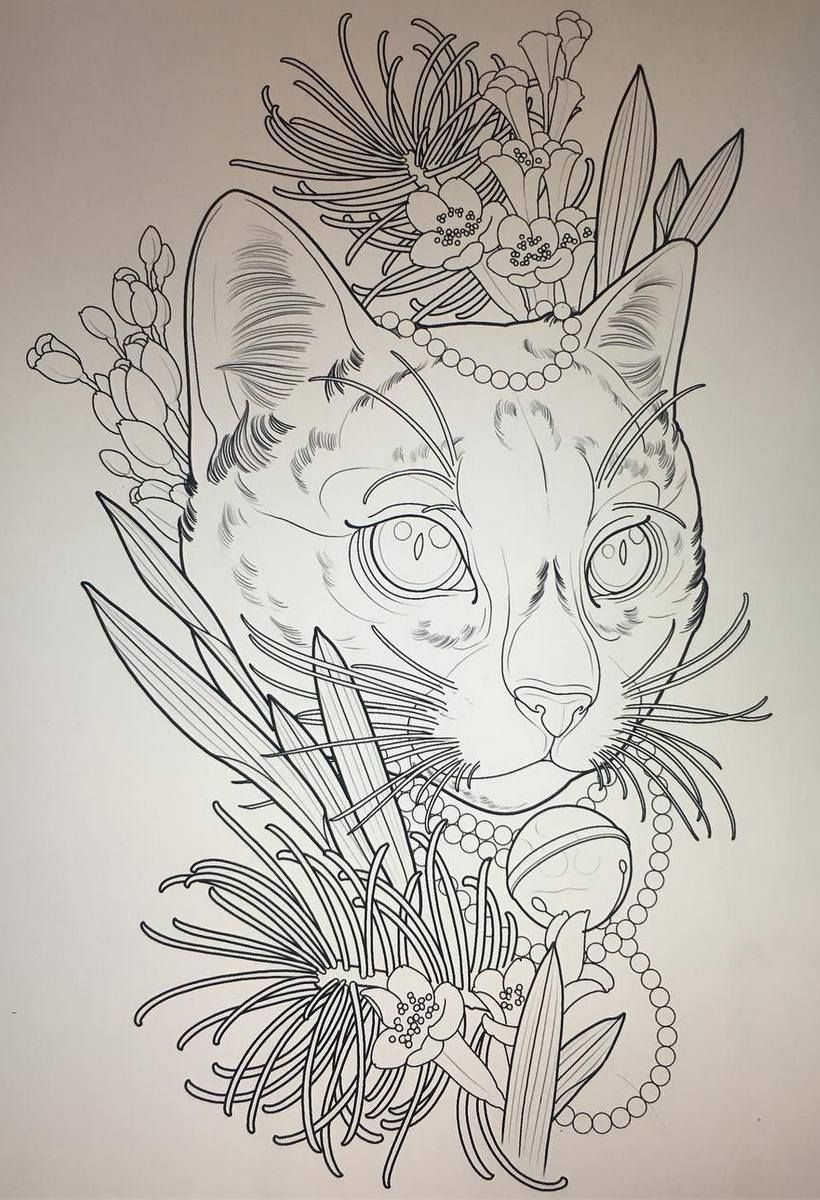 820x1200 Cat Tattoo Design - Cat Tattoo Drawing
