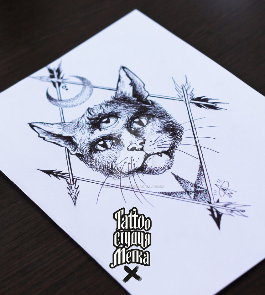 846x943 Cat Tattoo Sketch - Cat Tattoo Drawing