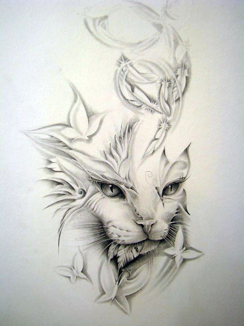 808x1078 Cat Tattoo - Cat Tattoo Drawing