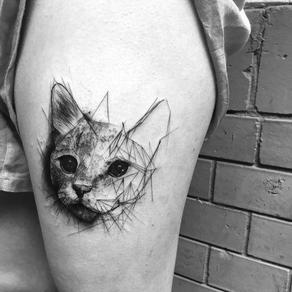 600x600 Cute Cat Tattoo Designs And Ideas That You Will Love To Have - Cat Tattoo Drawing