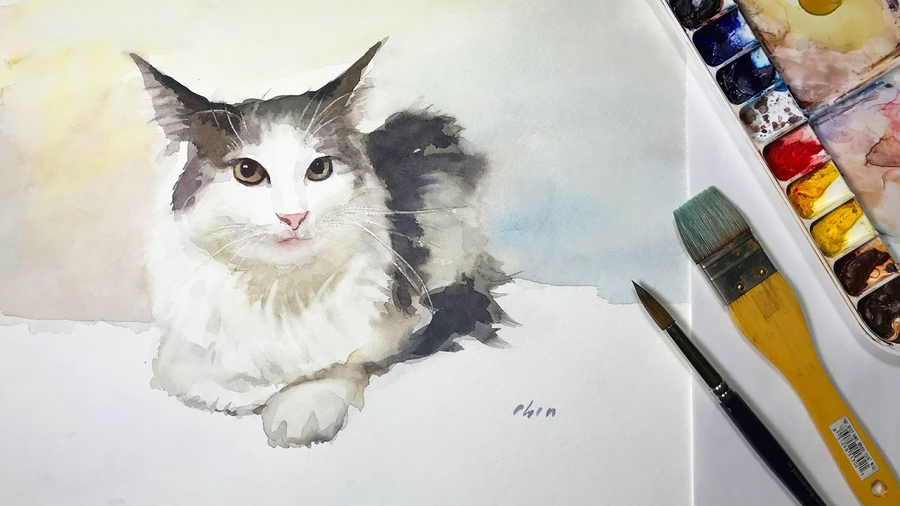 1280x720 how to paint cat's whiskers in watercolor - Cat Whiskers Drawing