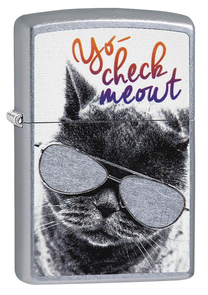 713x1011 Check Meowt Cat With Glasses Chrome Lighter - Cat With Glasses Drawing