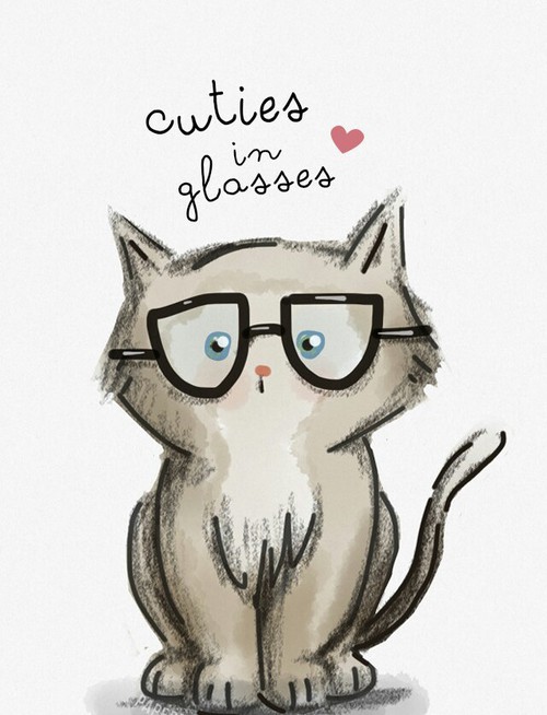 500x654 Image In Cats Collection - Cat With Glasses Drawing