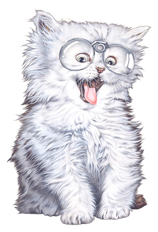 614x900 A Cat With Glasses Drawing - Cat With Glasses Drawing