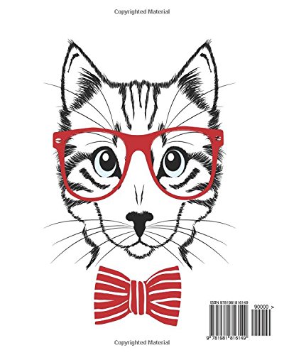 400x500 Sketchbook Hipster Cat With Red Glasses - Cat With Glasses Drawing