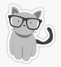 210x230 Cat With Glasses Stickers Redbubble - Cat With Glasses Drawing