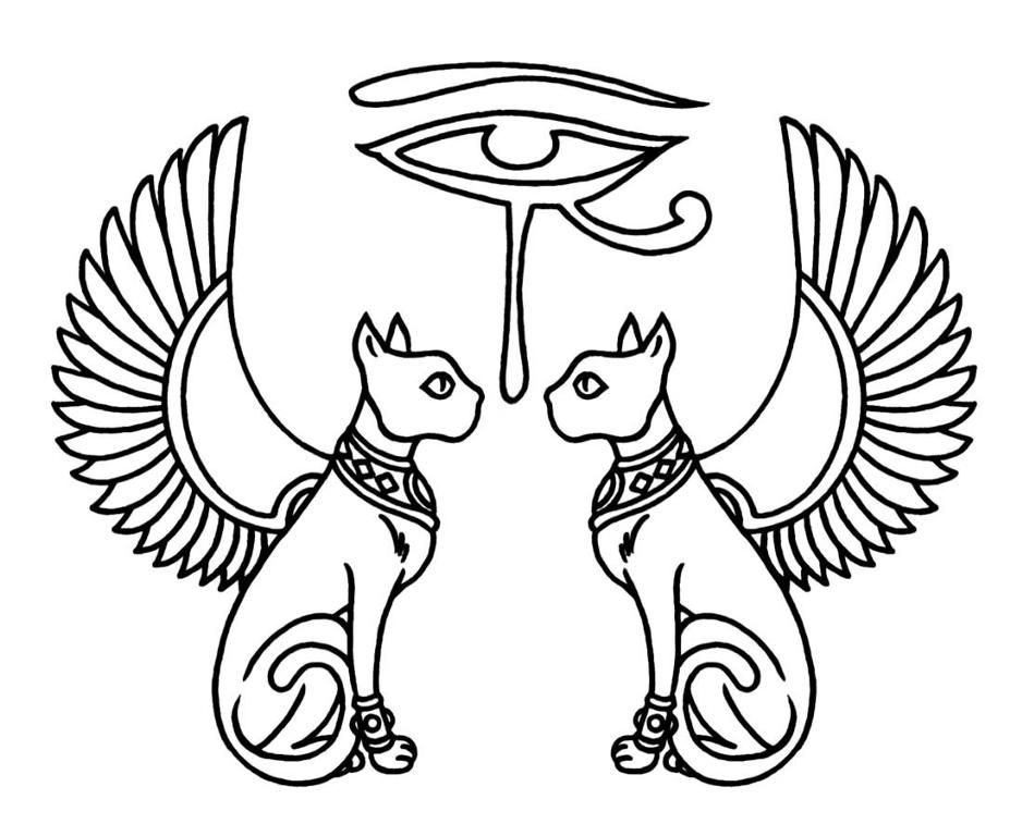 927x768 cat with wings tattoo egyptian eye of horus with cats and wings - Cat With Wings Drawing