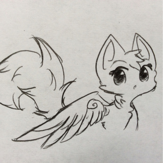 320x320 Another Weird Oc Of Mine I Haven't Been Drawing Much Lately - Cat With Wings Drawing