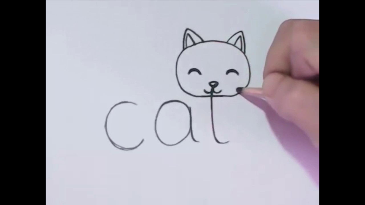 1280x720 how to draw cat from word cat - Cat Word Drawing