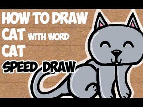 480x360 speed drawing cartoon cat from word cat for kids - Cat Word Drawing