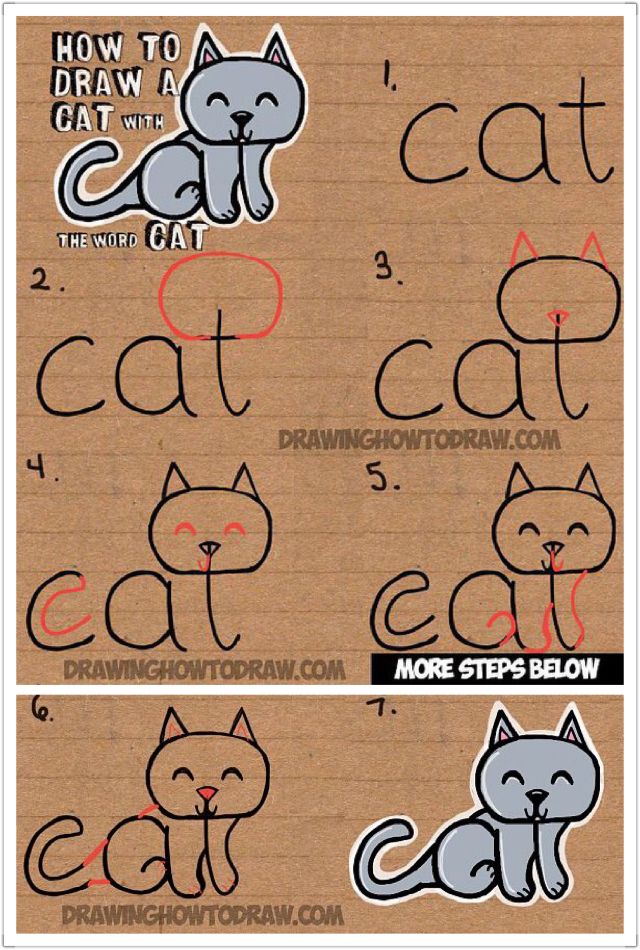 640x950 Cat From Cat Drawings, Doodles, Paintings And More Drawings - Cat Word Drawing