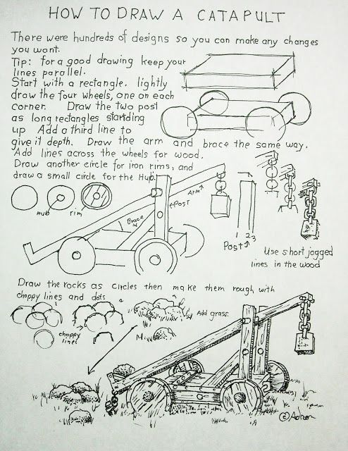 494x640 Catapult How To Draw Worksheets For The Young Artist How To Draw - Catapult Drawing