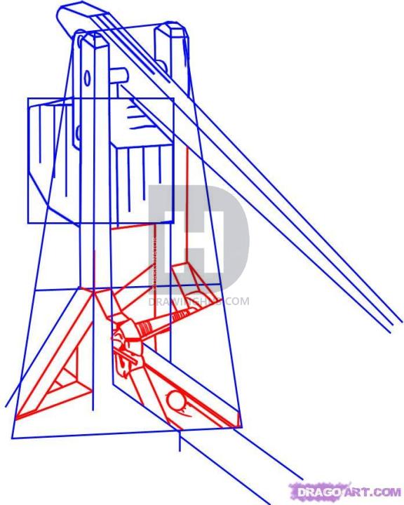 576x720 How To Draw A Catapult, Step - Catapult Drawing