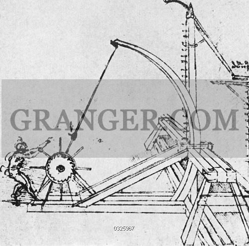 500x493 Image Of Leonardo Catapult - Catapult Drawing