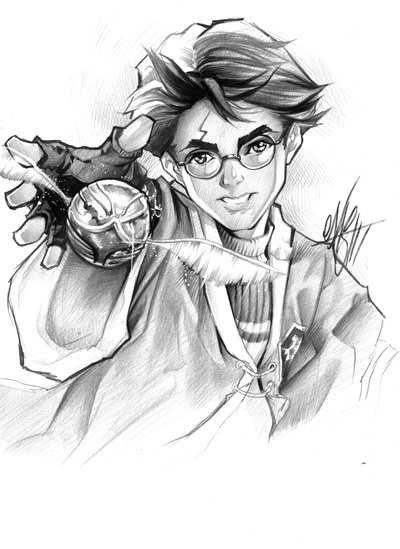 400x549 original pencil drawing catching the snitch nashshop online - Catching Drawing