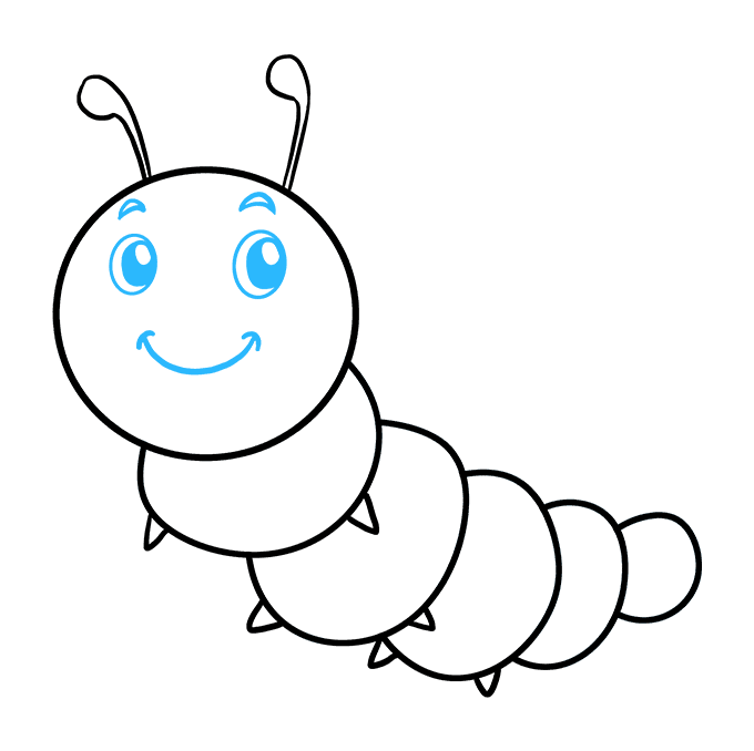 680x678 How To Draw A Cute Caterpillar - Caterpillar Cartoon Drawing