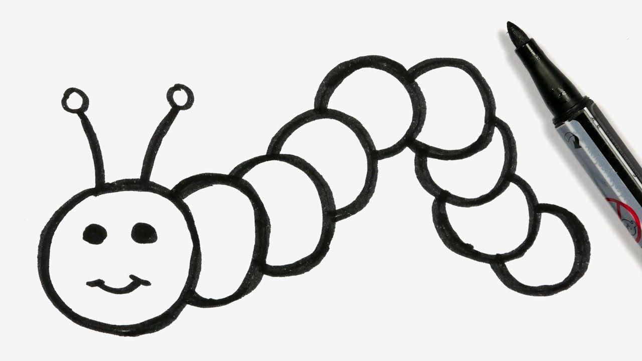 1280x720 How To Draw A Cartoon Caterpillar - Caterpillar Drawing Pictures