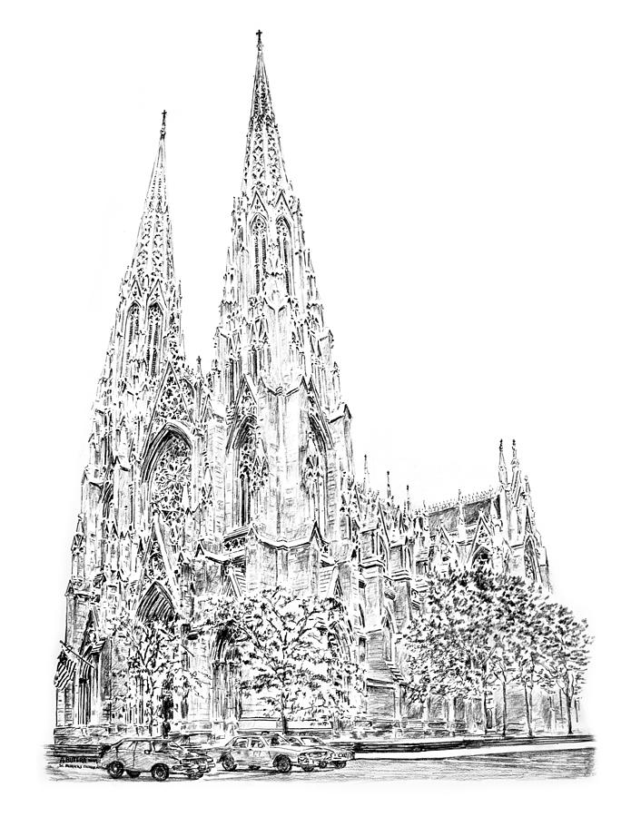 695x900 st patricks cathedral drawing - Cathedral Drawing