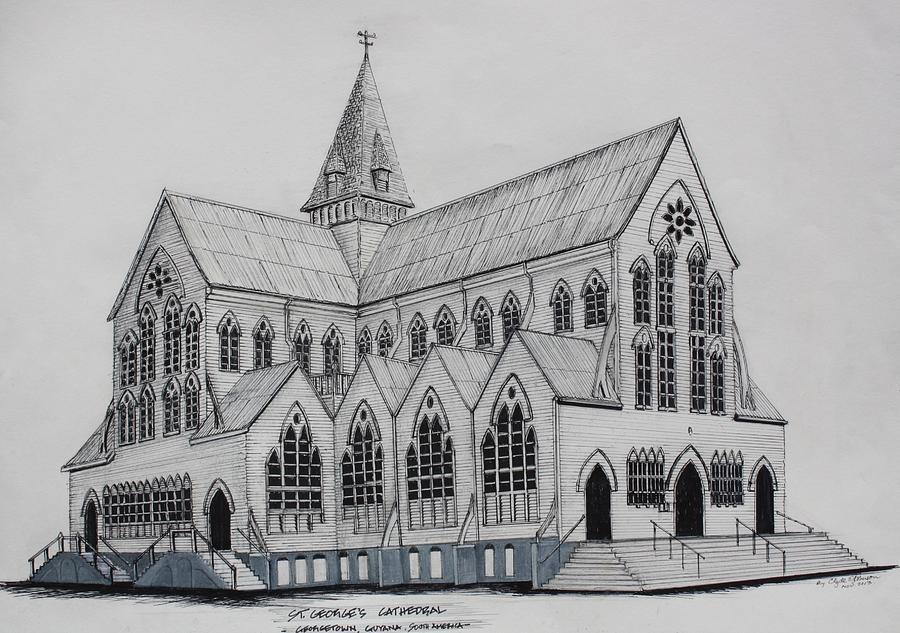 900x633 st george's cathedral, georgetown guyana drawing - Cathedral Drawing