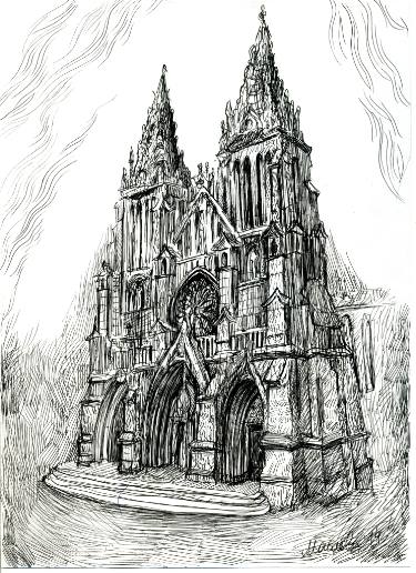 375x516 st nicholas roman catholic cathedral drawing - Cathedral Drawing