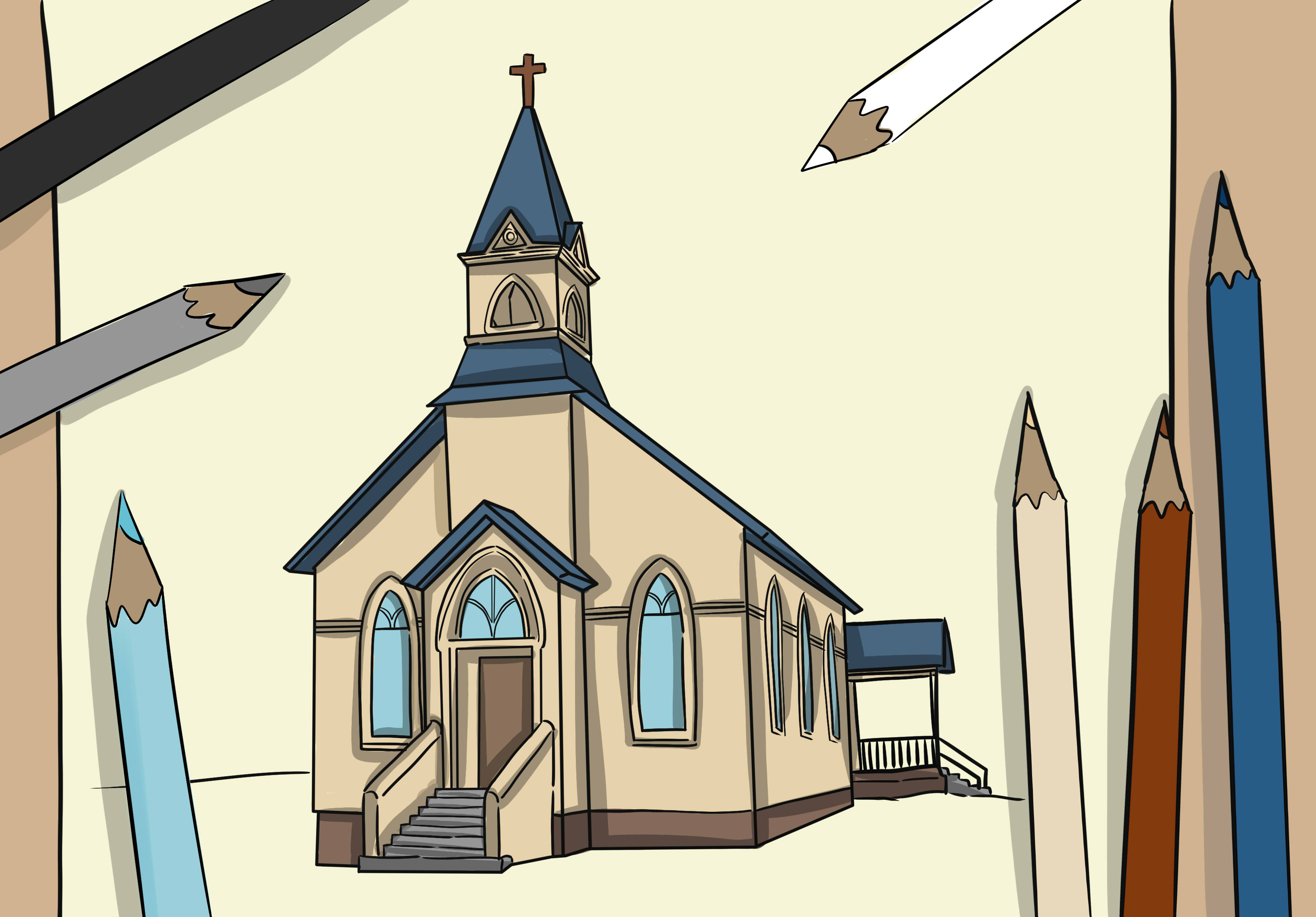3300x2300 How To Draw A Church Steps - Catholic Church Drawing