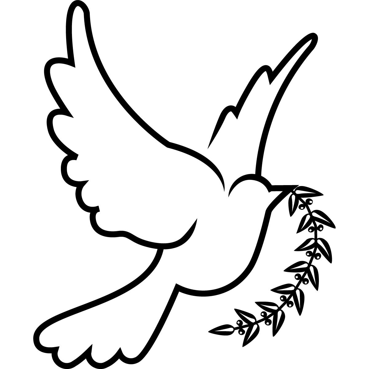 1200x1200 Dove With A Branch Birds Wall Art Sticker Wall Decal Transfers - Catholic Drawings