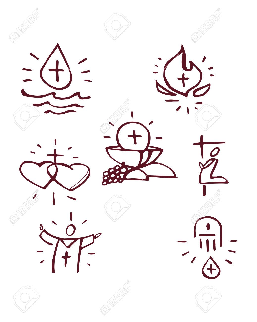 1039x1300 catholic sacraments hand drawn vector illustration or drawing - Catholic Drawings