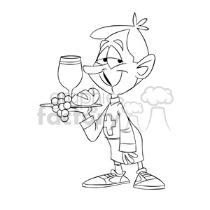 300x300 catholic priest with bread and wine black and white clipart - Catholic Priest Drawing