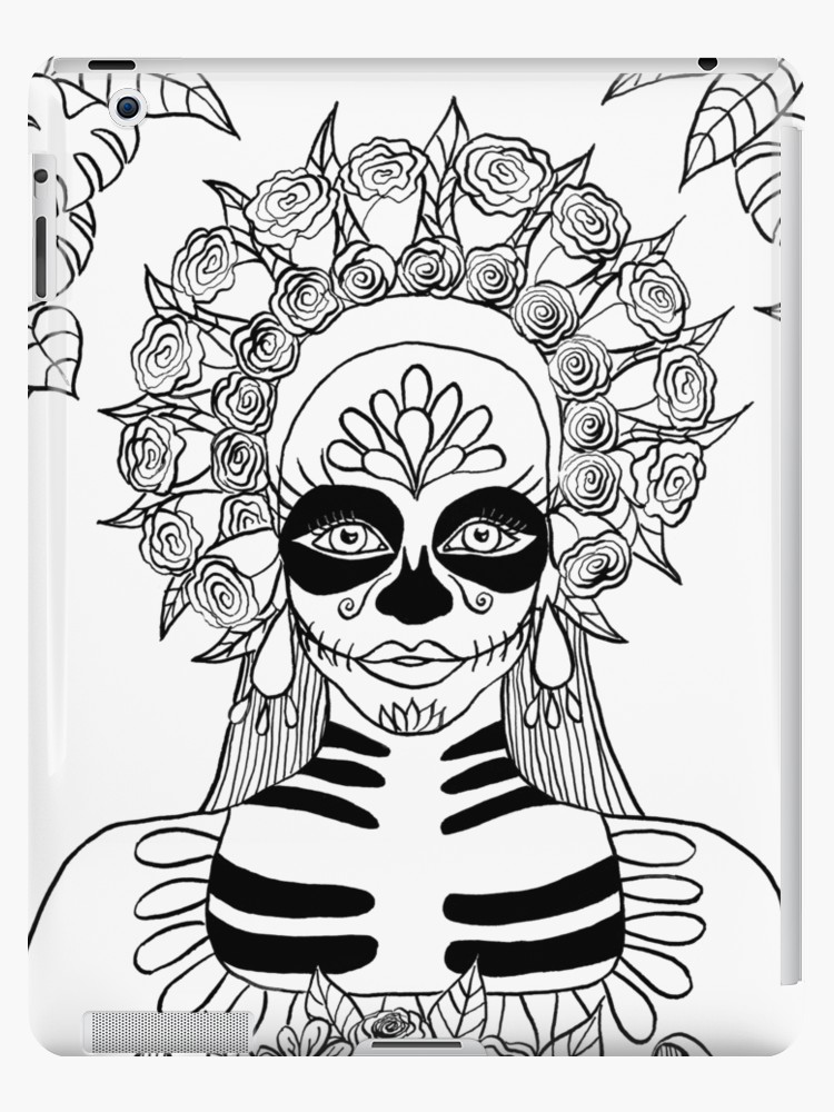 750x1000 la calavera catrina sugar skull ink drawing ipad cases skins - Catrina Drawing