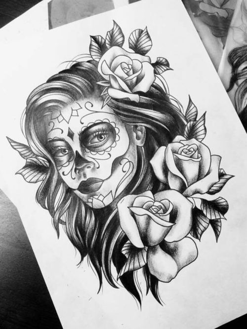 500x667 La Catrina! Shared - Catrina Drawing