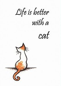 212x300 cat love kitten cats print original ink drawing picture ginger - Cats In Love Drawing