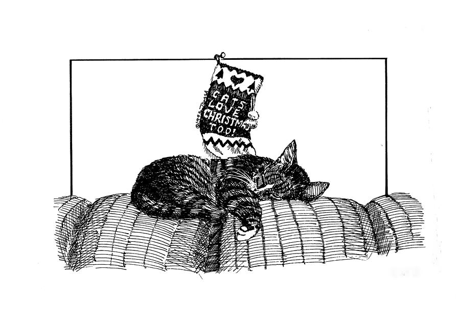 900x626 cats love christmas too drawing - Cats In Love Drawing