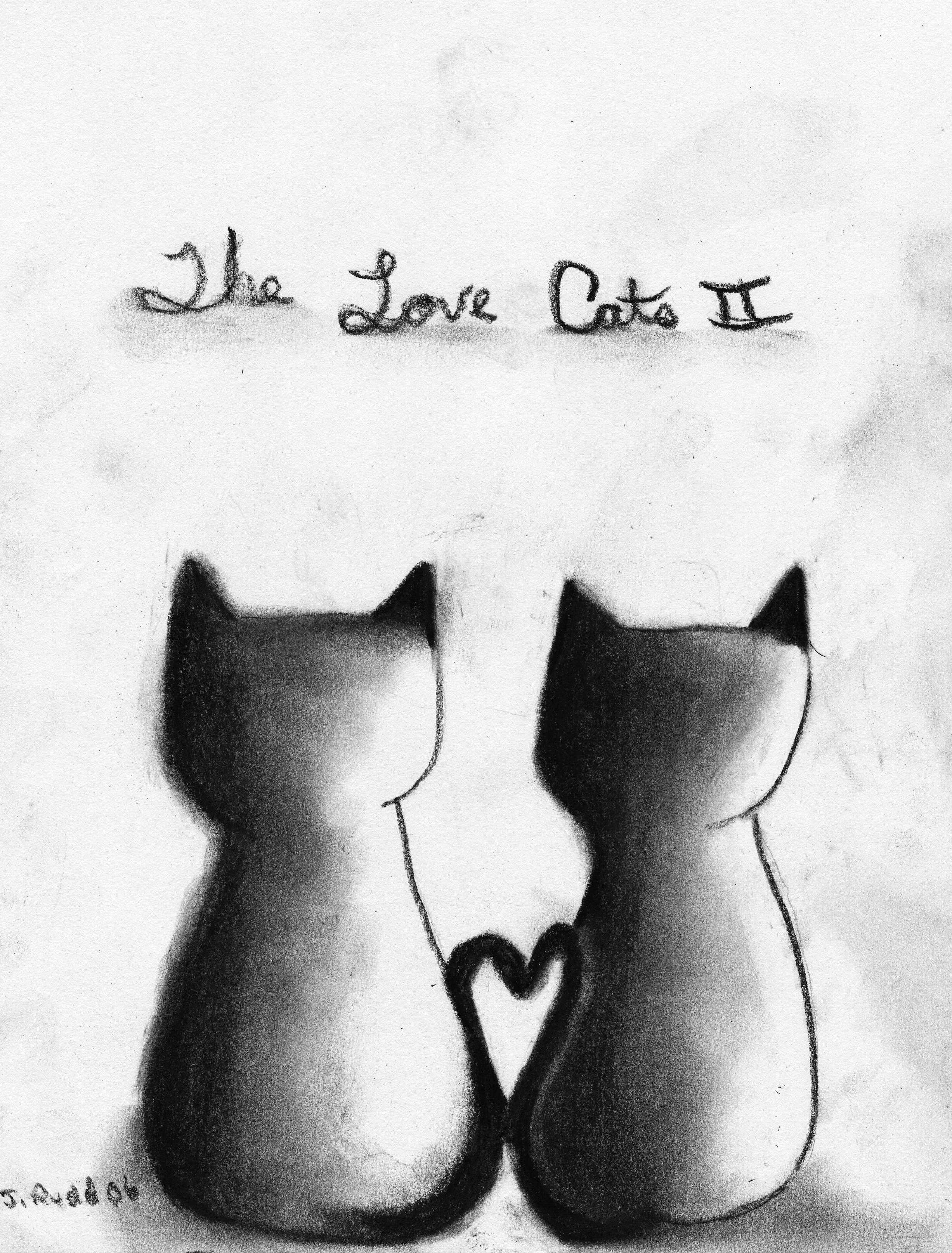 2453x3228 love cats ii' - Cats In Love Drawing