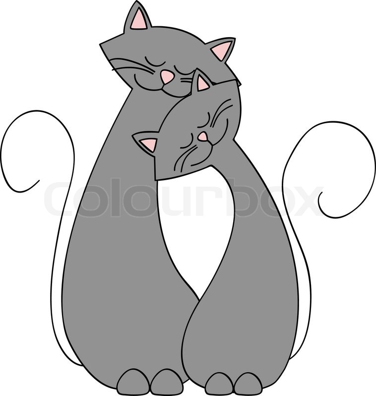 758x800 two grey cats in love drawn in simple stock vector colourbox - Cats In Love Drawing