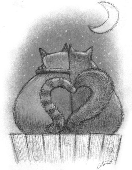 449x577 kitty cats in love sketch kitty cat love kitten drawing - Cats In Love Drawing