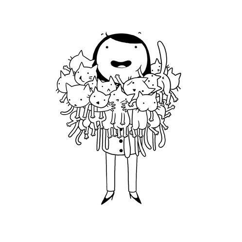 498x498 Awesome Cat Love Drawing Images - Cats In Love Drawing