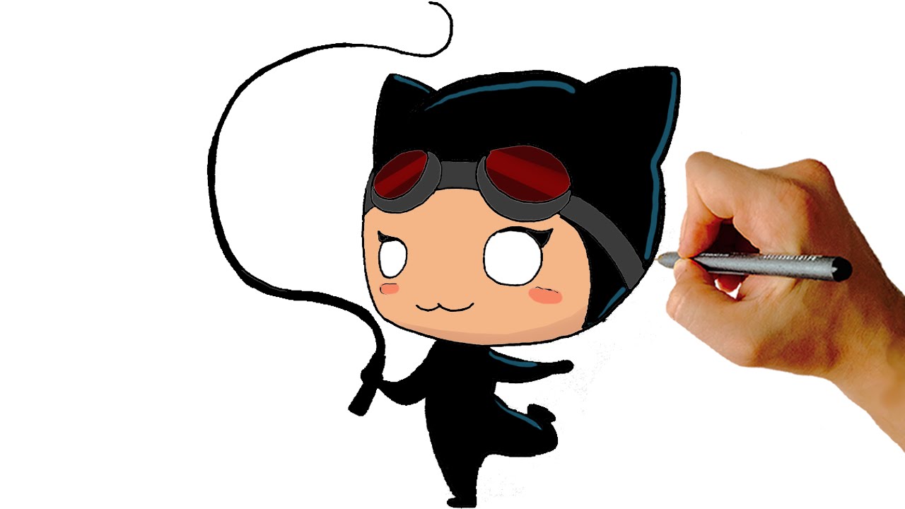 1280x720 how to draw cat woman chibi from dc heroes easy step - Catwoman Cartoon Drawing